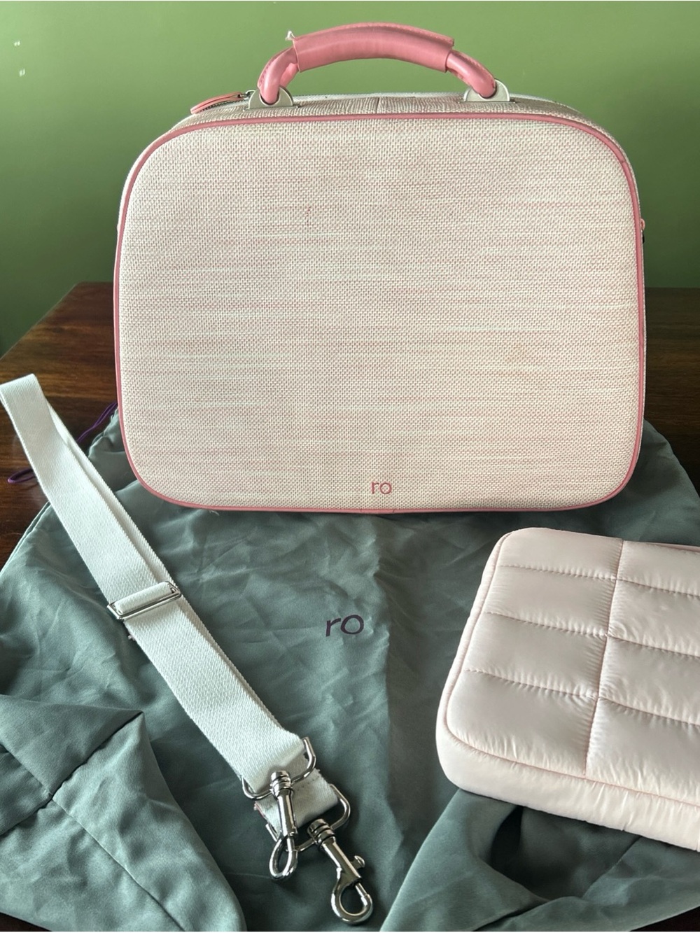 Rose Pink Structured Travel Cosmetic Case with Detachable Strap